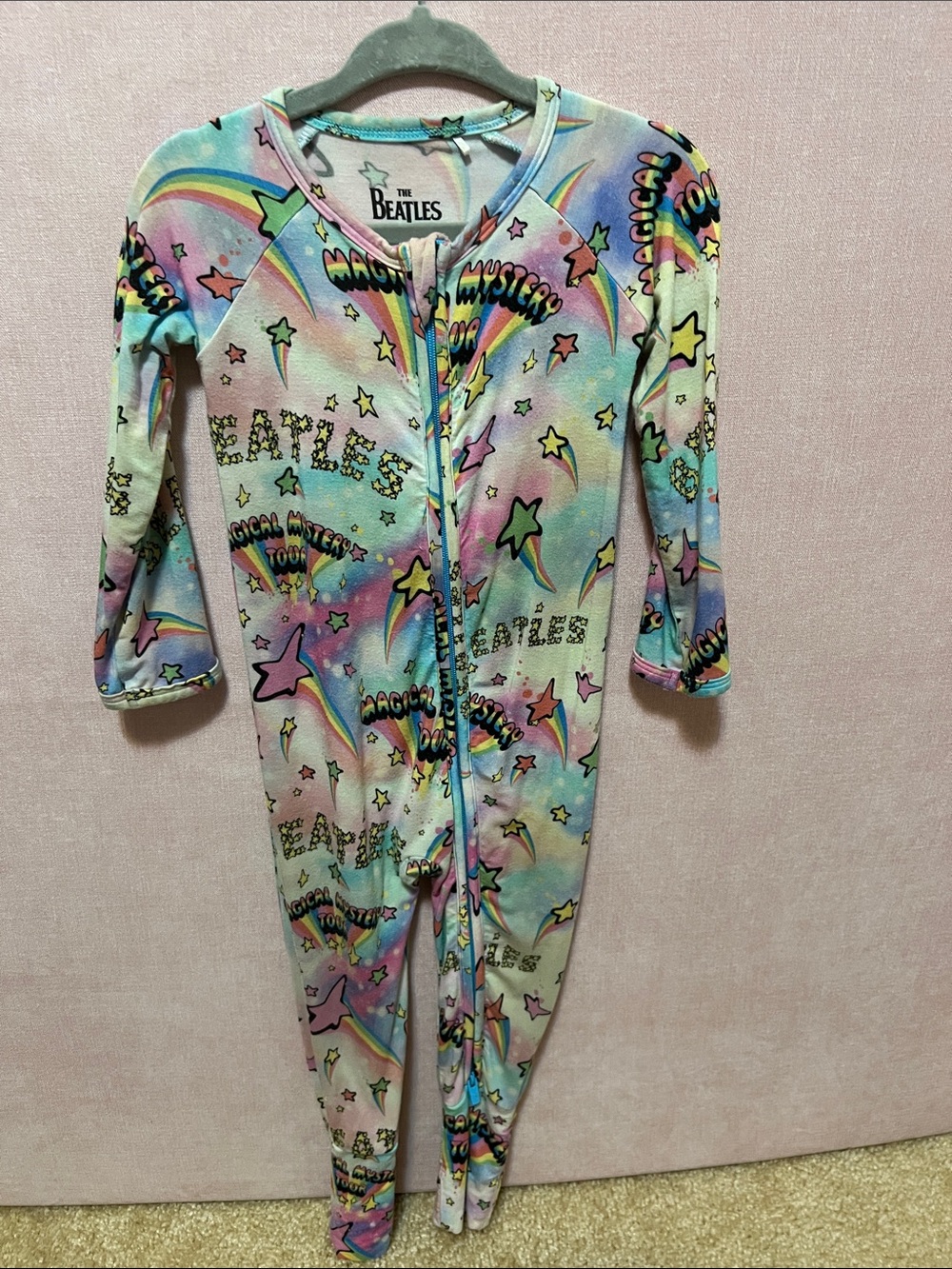 Bums & Roses Beatles Convertible Zippy 12–18M Retired Bamboo Pajamas